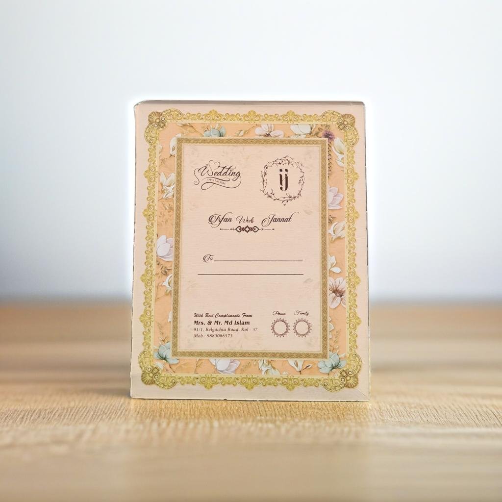 A Laser Cut Wedding Card Of Golden Accents