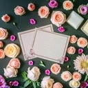 A White And Pink Wedding Card With Floral Designs