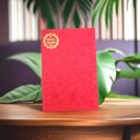 Red Wedding Invitation with Gold Foil Design