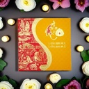 Vibrant Wedding Card with Gold Foil Hindu Motifs