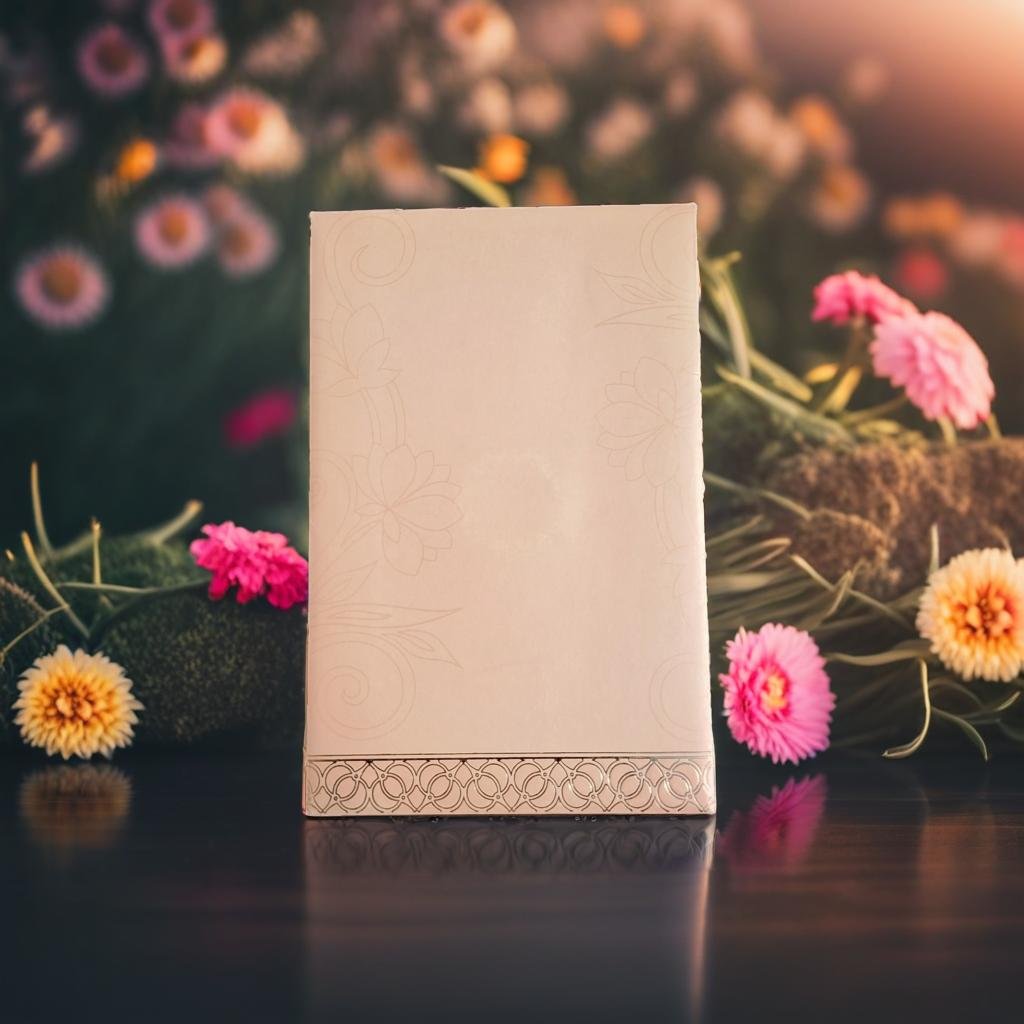 A Card With A Design Of Flowers On It.