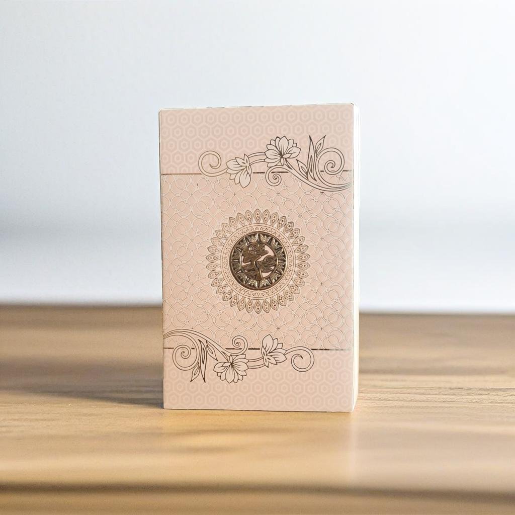 A Card With A Design Of Flowers On It.