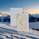 White wedding card with diamond shape golden border