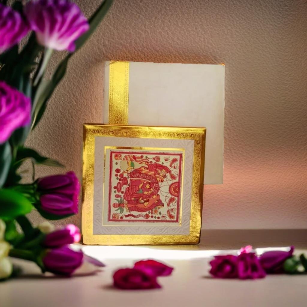 Traditional Indian Wedding Card with Gold Foil Design