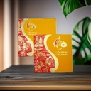 Vibrant Wedding Card with Gold Foil Hindu Motifs