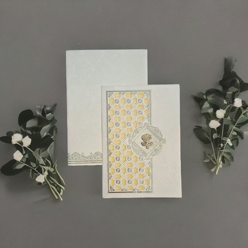 A wedding card With A Flower Logo