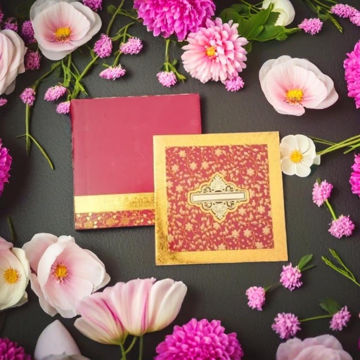 Elegant Red and Gold Floral Wedding Invitation Card