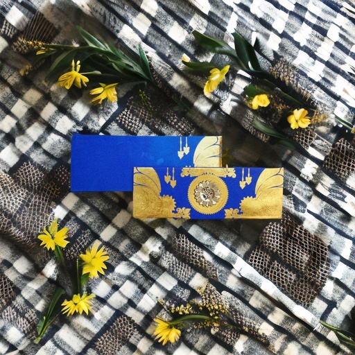 Royal Blue and Gold Wedding Invitation Card with Intricate Design